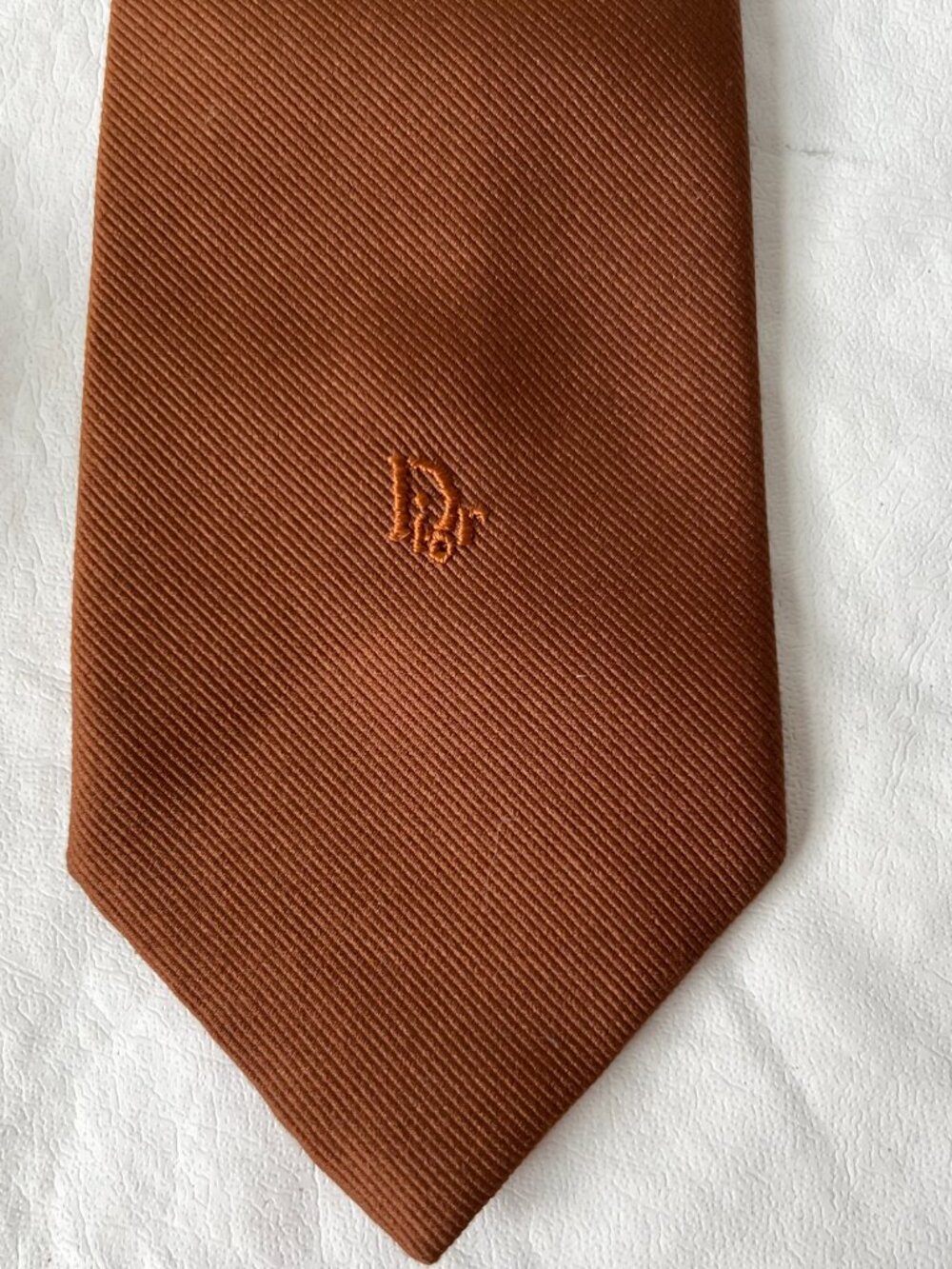 Christian Dior tie vintage brown embroidered neck tie solid - Picture 2 of 4